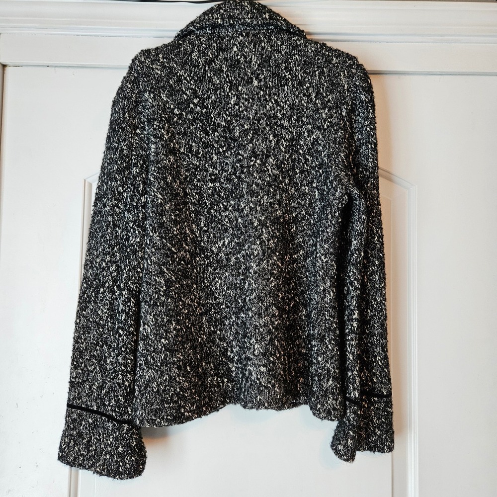 Classiques Entier Knit Cardigan Blazer Women Large Black White Wool Blend Velvet - Picture 2 of 5